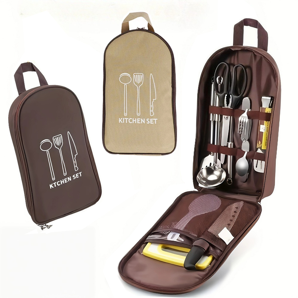 Camping Cooking Windscreen - กระเป๋าใส่เครื่องครัวแบบพกพาสำหรับกิจกรรมกลางแจ้ง กระเป๋าเก็บของสำหรับตั้งแคมป์ กระเป๋าใส่อุปกรณ์เดินทางแบบพกพา กระเป๋าปิกนิก กระเป๋าจัดระเบียบอุปกรณ์ทำอาหาร (ไม่รวมชุดภาชนะ)