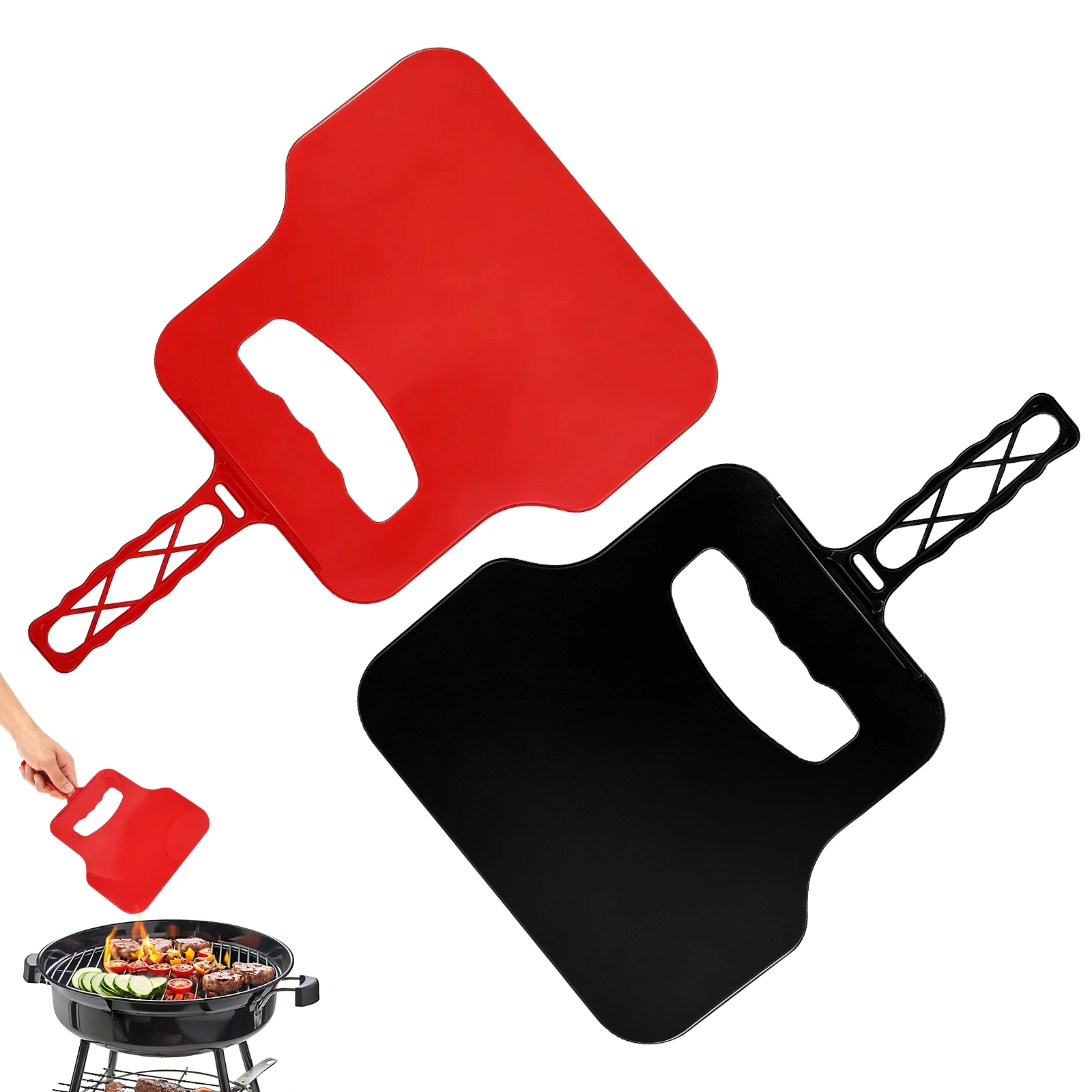 Camping Cooking Griddle - พัดลมมือหมุนพลาสติกแบบพกพา เครื่องจุดไฟสำหรับกิจกรรมกลางแจ้ง แคมป์ปิ้ง บาร์บีคิว ปิกนิก สวน