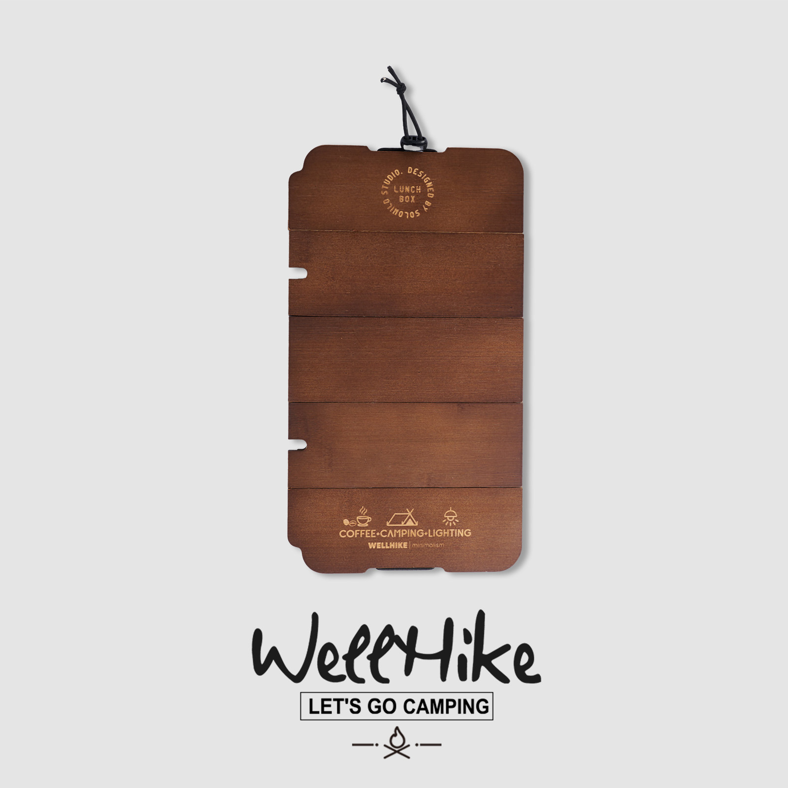 Camp Cutting Board - WELLHIKE กล่องอาหารกลางวัน 5 ชั้น ลายไม้ ย้อนยุค