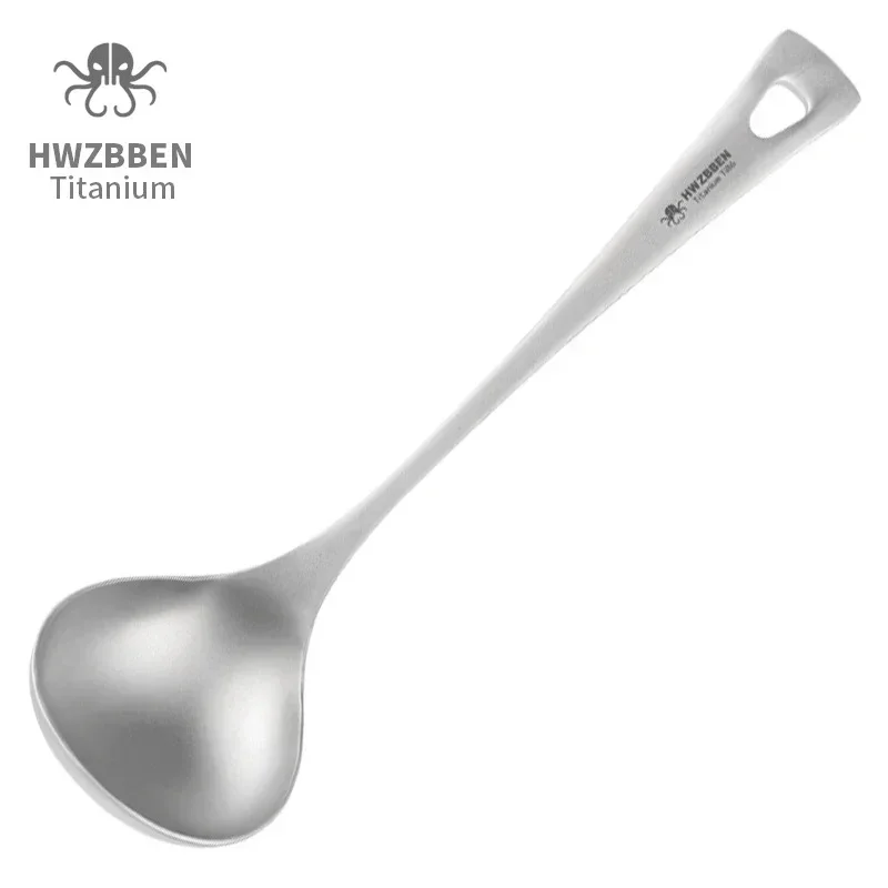 Camping Cooking Ware - ช้อนซุปไททาเนียมกลางแจ้ง hwzbben มีด้ามยาวเครื่องใช้บนโต๊ะอาหารสำหรับตั้งแคมป์ทำอาหารแบบพกพา Ti86รับประทานอาหารในครัว