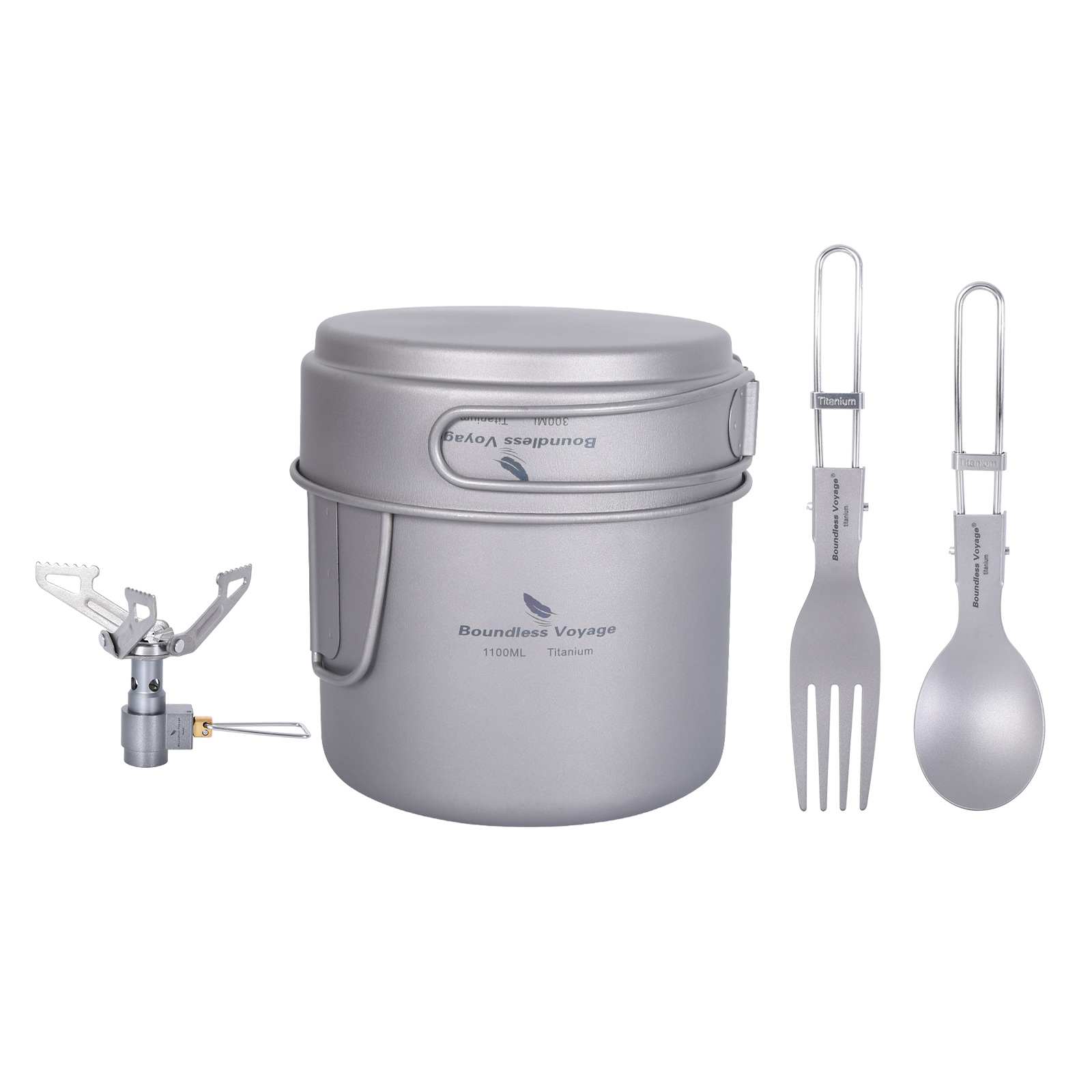 Camping Cooking Cupboard - Boundless Voyage Camping ถ้วยไทเทเนียมชุดกลางแจ้งหม้ออาหารจาน Mess Kit