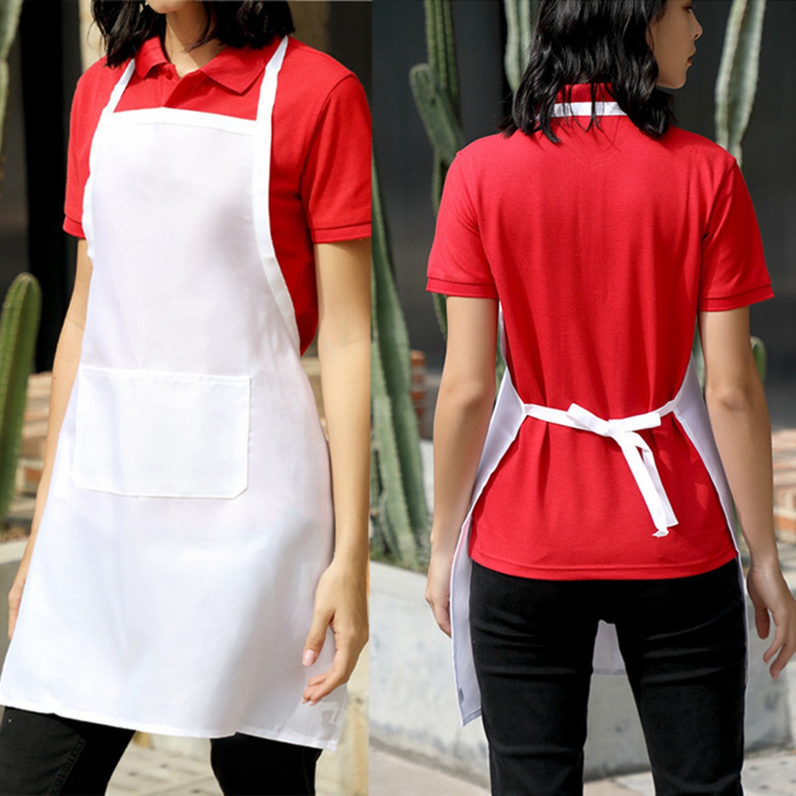 Camping Cooking Apron - 1/3pcs สีขาวผ้ากันเปื้อนครัวสําหรับชายหญิง Chef ผ้ากันเปื้อนทํางานสําหรับย่างร้านอาหาร Bar Shop