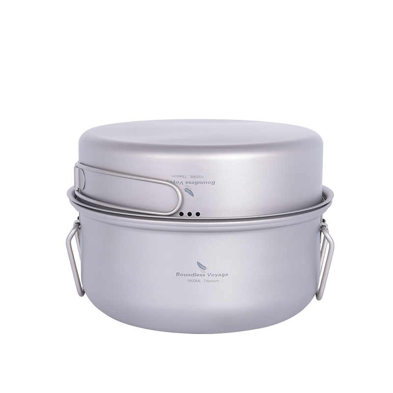 Camping Cooking Kits - ชุดเครื่องครัวสำหรับตั้งแคมป์กลางแจ้ง Boundless Voyage Titanium Steamer พร้อมหม้อตุ๋น