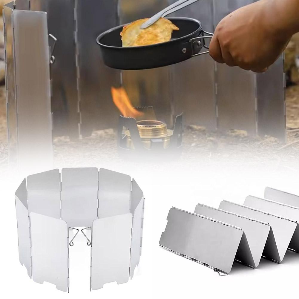 Camping Cooking Windscreen - แผ่นบังลมพับได้สำหรับเตาแก๊สกลางแจ้ง อุปกรณ์เสริมสำหรับเตา