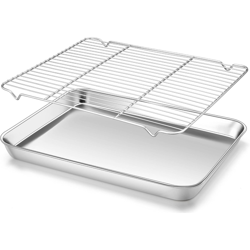 Camping Cooking Tray - ถาดอบอเนกประสงค์พร้อมตะแกรงลวดสแตนเลส ถาดโรยเครื่องปรุงสำหรับปิ้งย่าง สำหรับตั้งแคมป์ ทำอาหารกลางแจ้ง อุปกรณ์อบขนม