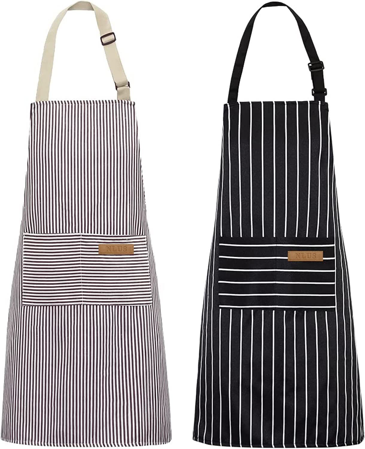 Camping Cooking Apron - ผ้ากันเปื้อนครัวลายขาวดำ ปรับได้ กันน้ำมัน พร้อมกระเป๋า 2 ช่อง