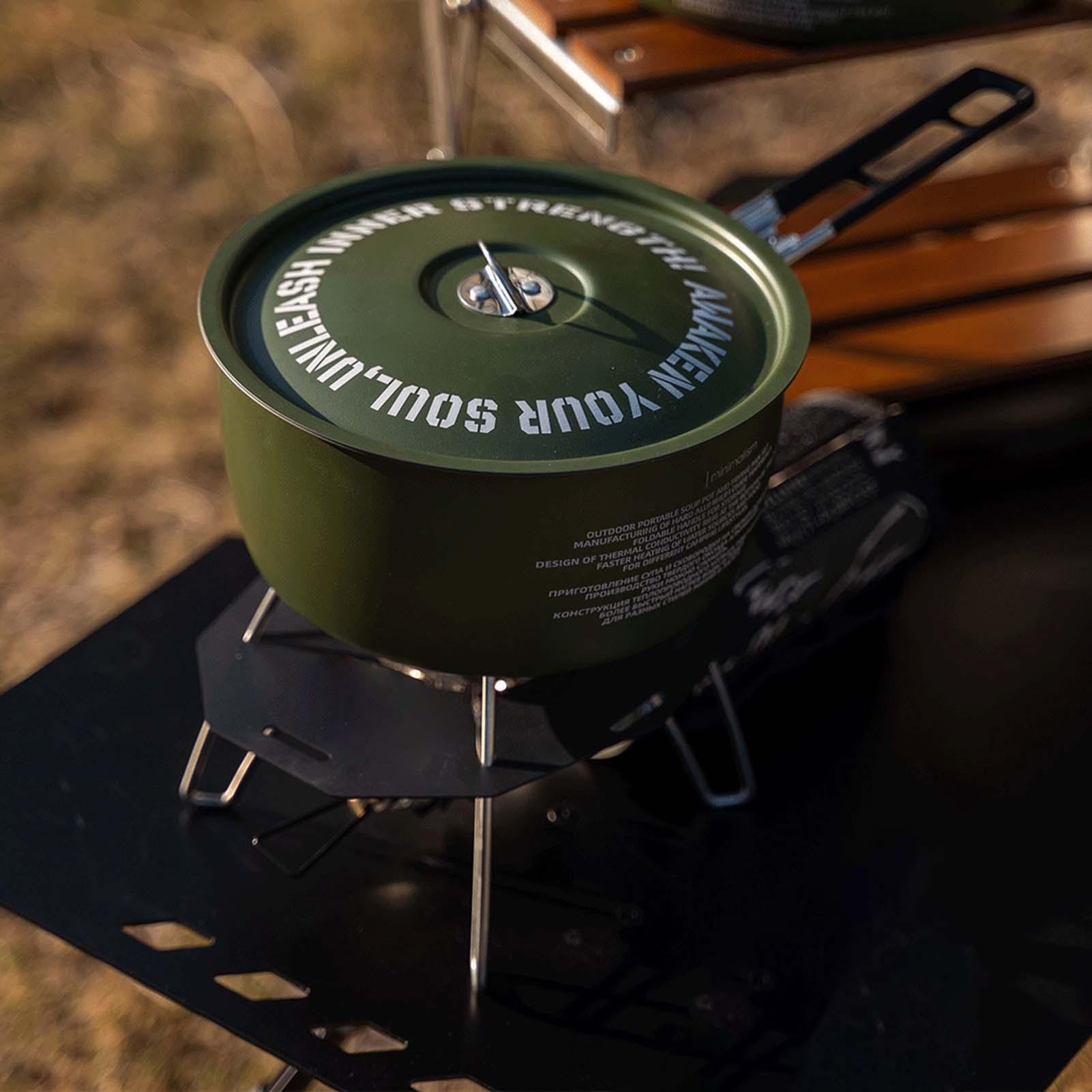 Camping Cooking Set Detachable Handle - ชุดเครื่องครัวตั้งแคมป์ แคมป์ปิ้ง กระทะทอดสําหรับทําอาหาร การออกแบบด้ามจับที่ถอดออกได้ เครื่องมือทอด วางซ้อนกันได้สําหรับการอยู่รอดของครอบครัว