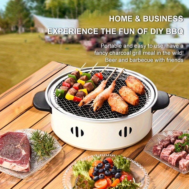 Camping Cooking Cupboard - 1 ชิ้นเตาบาร์บีคิวแบบพกพาอเนกประสงค์โต๊ะกระทะย่างบาร์บีคิวพร้อมตาข่ายย่างที่สมบูรณ์แบบสําหรับการตั้งแคมป์กลางแจ้งและสนามหลังบ้านเครื่องมือบาร์บีคิว