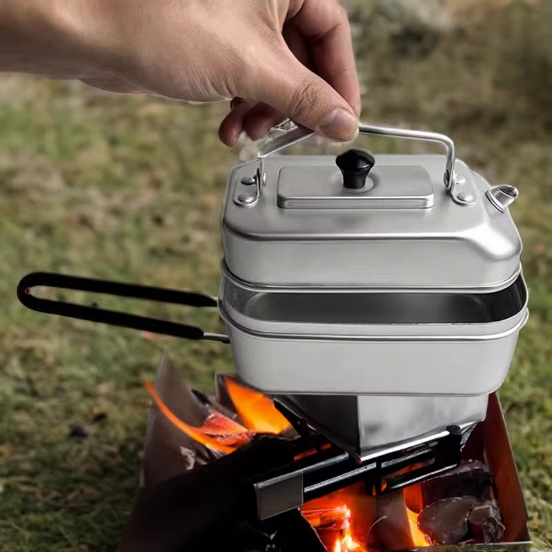 Camping Cooking Kits - กาน้ำชาแบบพกพาสำหรับปิกนิกการตั้งแคมป์ท่องเที่ยวกาต้มน้ำรับประทานอาหารกลางแจ้งตกปลาแคมป์เดินป่ากาต้มน้ำในครัว