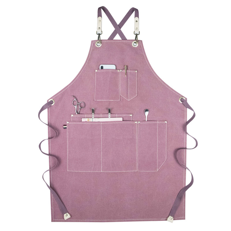 Camping Cooking Apron - ผ้ากันเปื้อนสำหรับผู้หญิงผ้าแคนวาสสำหรับใส่ได้ทุกเพศสีชมพูผ้ากันเปื้อนสำหรับทำอาหารผ้ากันเปื้อนสีดำผ้าใบแบบปรับได้