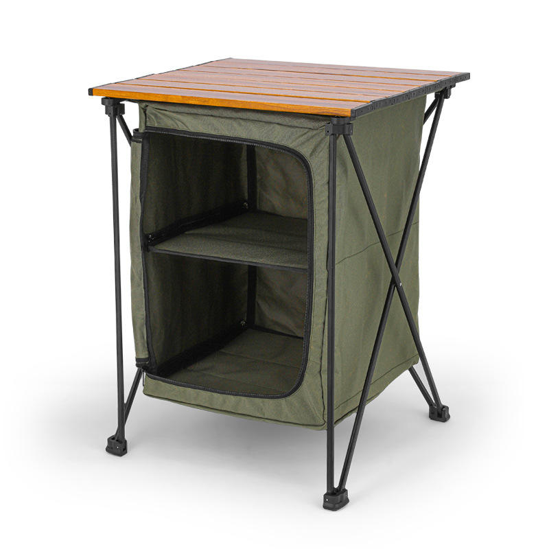 Camping Cooking Cupboard - ตู้เก็บของสำหรับตั้งแคมป์กลางแจ้ง ตู้ครัวสำหรับงานปาร์ตี้ปิกนิก - โต๊ะทำอาหารพับได้พร้อมที่จัดเก็บ