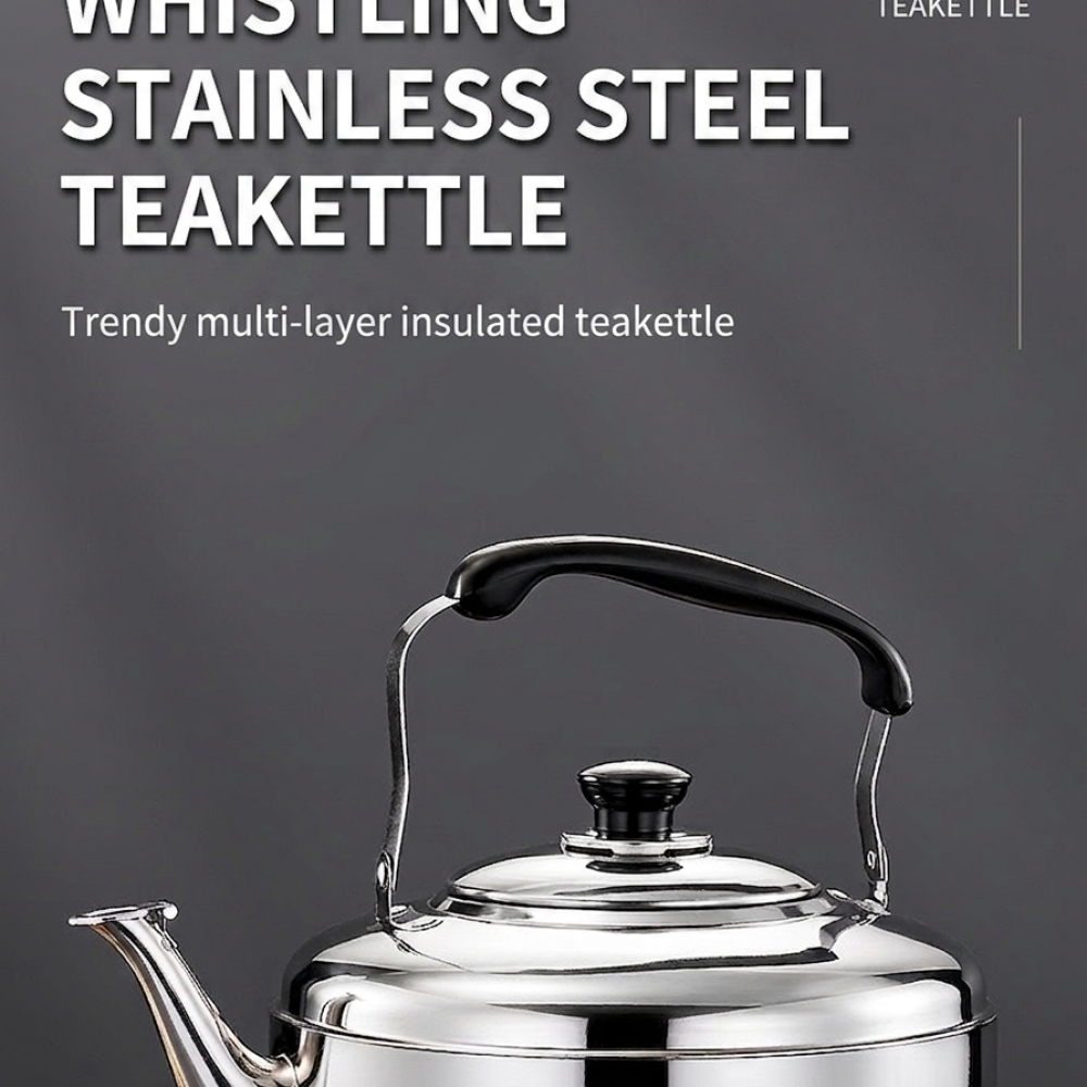 Camping Cooking Vessel - กาต้มน้ำชาแบบมีเสียงหวีด ความจุขนาดใหญ่ ทนทาน ทำจากสแตนเลส สำหรับใช้ในครัวเรือน อุปกรณ์ทำอาหาร