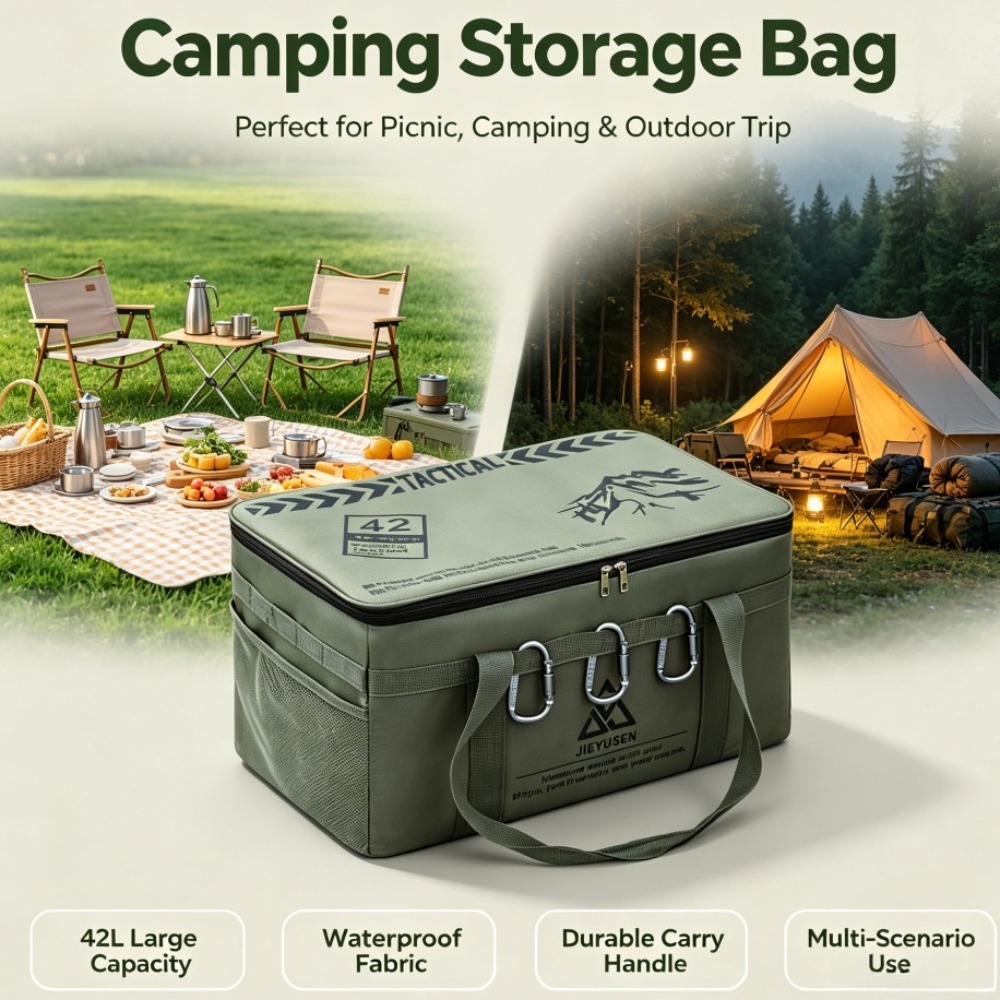 Camping Cooking Rack - 30/42L กล่องเก็บอุปกรณ์ปิกนิกแบบพกพาสำหรับกิจกรรมกลางแจ้ง กล่องเก็บของสำหรับตั้งแคมป์แบบยุทธวิธี กระเป๋าเก็บของขนาดใหญ่สำหรับอุปกรณ์ทำอาหารกลางแจ้ง