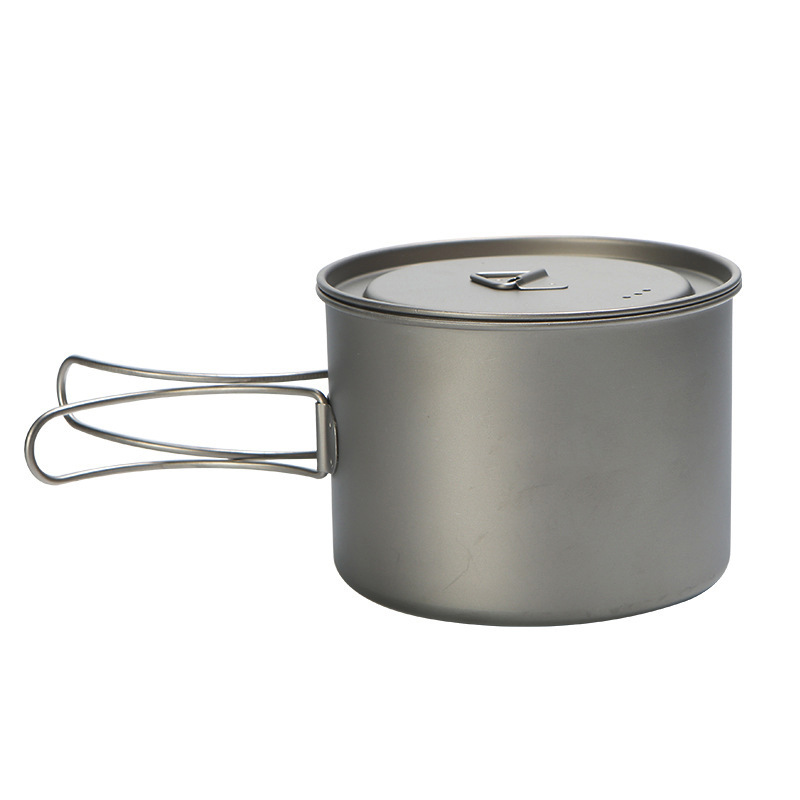 Camping Cooking Ware - หม้ออาหารปิคนิคไทเทเนียม750มล. 900มล. แขวนกลางแจ้ง panci camping แบบพกพา