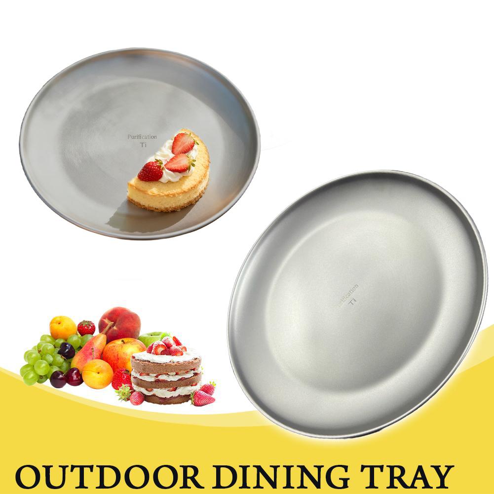 Camping Cooking Dishes - จานแคมป์ปิ้งไทเทเนียมบริสุทธิ์ น้ำหนักเบา พกพาสะดวก จานกลมเคลือบผิว ปลอดภัยต่อสิ่งแวดล้อม สำหรับทำอาหารกลางแจ้ง