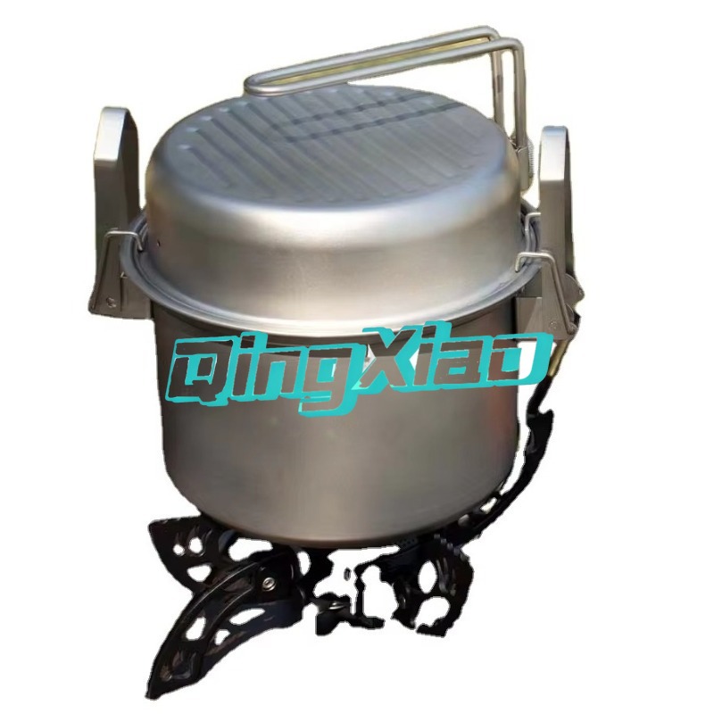 Cooking Outdoor Camping - หม้อสแตนเลส 304 สำหรับแคมป์ปิ้งอเนกประสงค์ ใช้สำหรับนึ่ง ทอด ต้มข้าว
