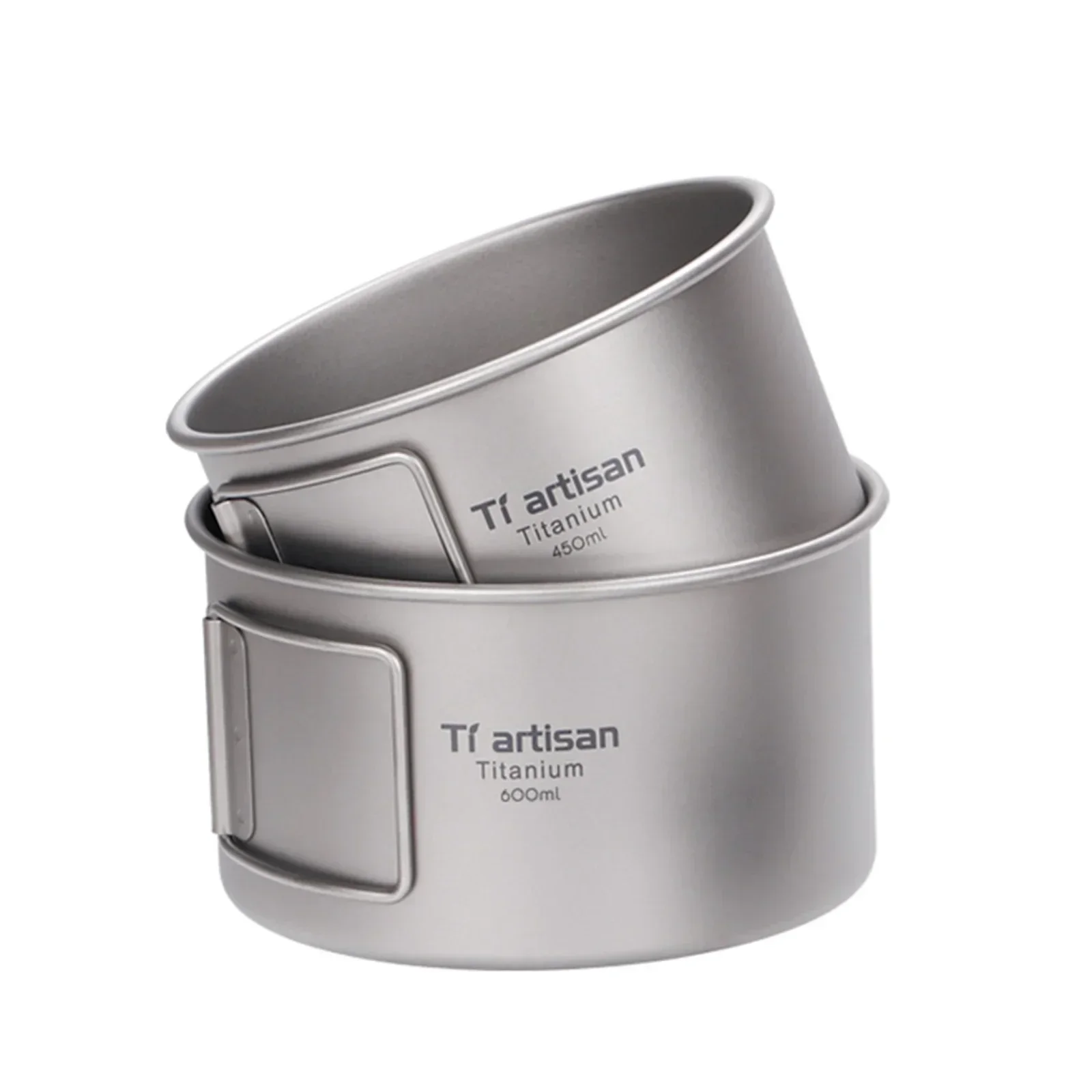 Camping Cooking Ware - ชามไทเทเนียมพับชาม 450 ml/600 ml ไม่มีฝาปิด/พร้อมฝาปิดอาหารค่ําอาหารกลางแจ้ง Pan
