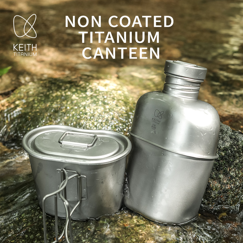 Camping Cooking Kits - KEITH ชุดอุปกรณ์ทำอาหารและขวดน้ำไทเทเนียมบริสุทธิ์ น้ำหนักเบาพิเศษ พร้อมกระเป๋าสำหรับตั้งแคมป์และเดินป่ากลางแจ้ง TI3060