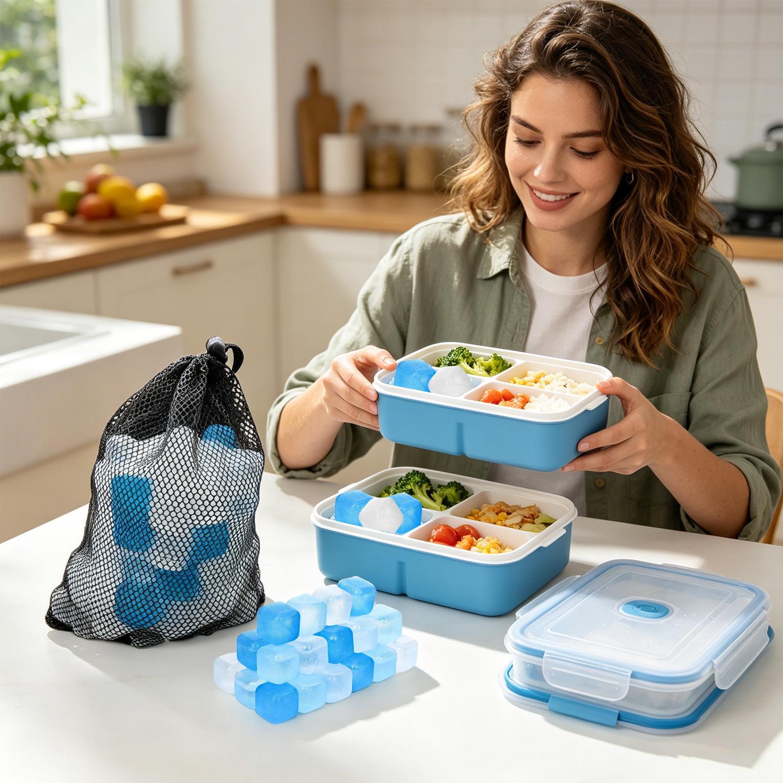 Camping Cooking Utensils - แพ็ค 100 ก้อนน้ำแข็งแบบใช้ซ้ำได้ ปลอดสาร BPA ทำจากพลาสติก