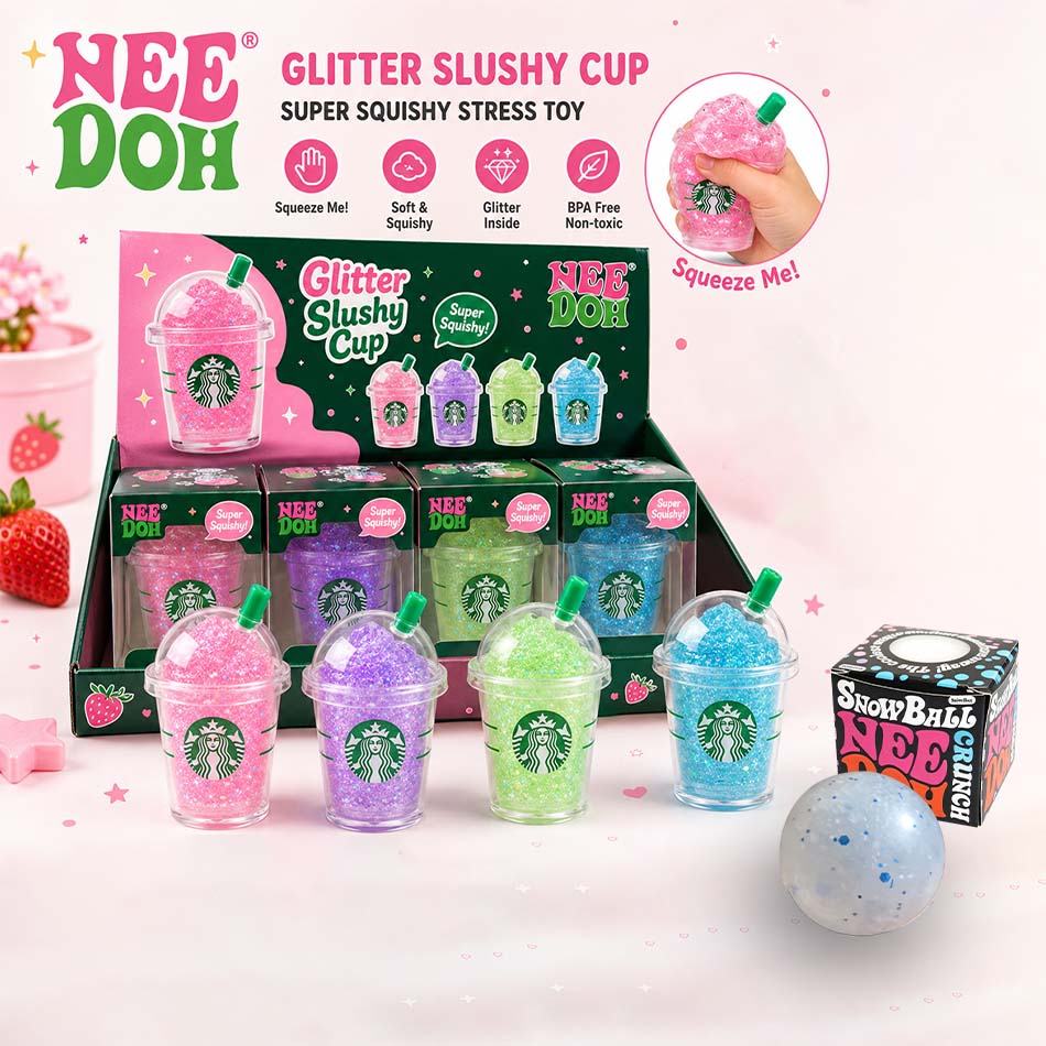 Fire Starter Cube - แก้วน้ำดื่มคลายเครียด Schylling NeeD Doh ของเล่นบีบคลายเครียดแบบกล่องสุ่ม ของเล่นบีบคลายเครียดรูปทรงลูกบอลหิมะ
