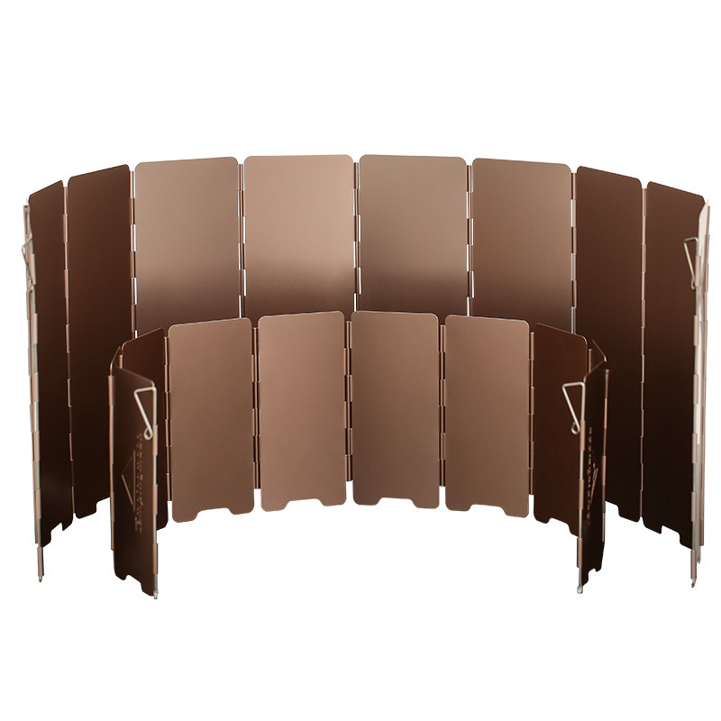 Camping Cooking Windscreen - 10 แผ่นสีบรอนซ์พับกลางแจ้ง Camping เตาแก๊สกระจกอลูมิเนียมหน้าจอลมทําอาหาร SHIELD
