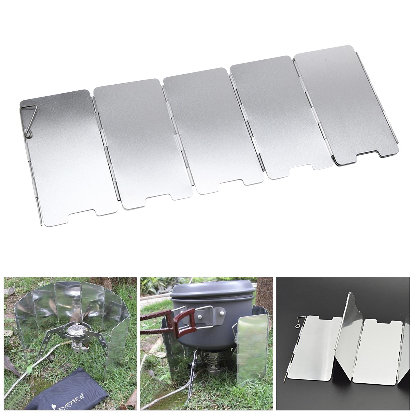 Camping Cooking Windscreen - อุปกรณ์เสริมสำหรับทำอาหารแบบกันลมน้ำหนักเบา ทนทาน ใช้กับเตาแก๊ส เหมาะสำหรับการปิกนิกและการเดินทางแบบแบ็คแพ็ค