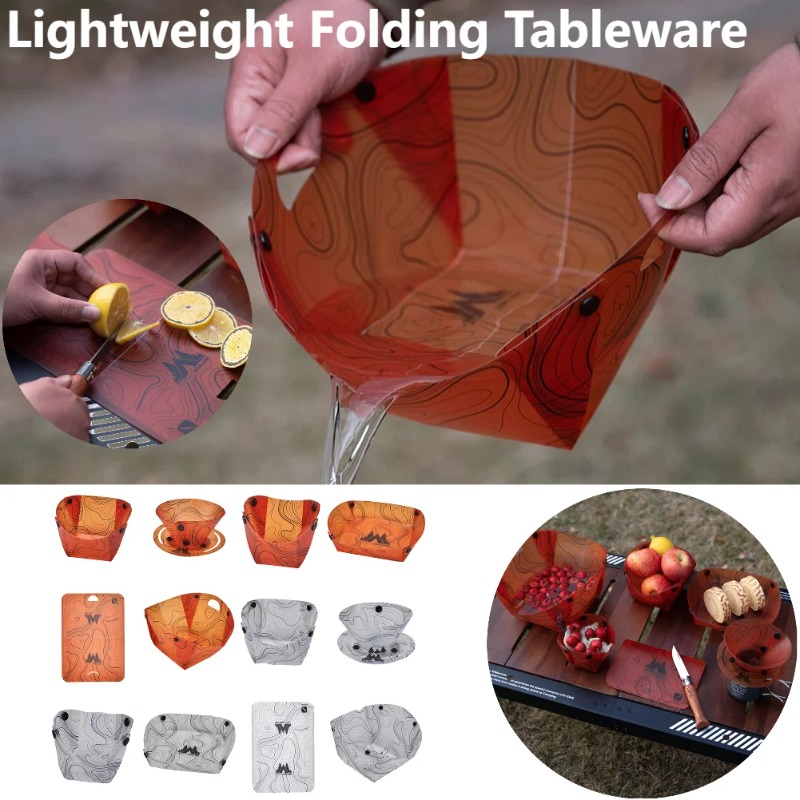 Camping Cooking Tray - พับบนโต๊ะอาหารแบบพกพาชามจานชามกาแฟกรองทนความร้อนชุดจานชาม Camp อุปกรณ์ทําอาหาร
