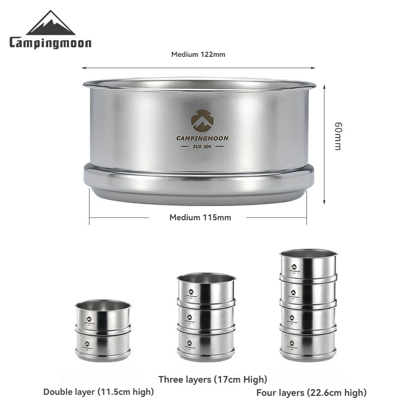 Camping Cooking Tray - CAMPINGMOON Portatle Outdoor Camping และปิกนิกสแตนเลสนึ่งกรงนึ่งตารางลิ้นชัก Steamer