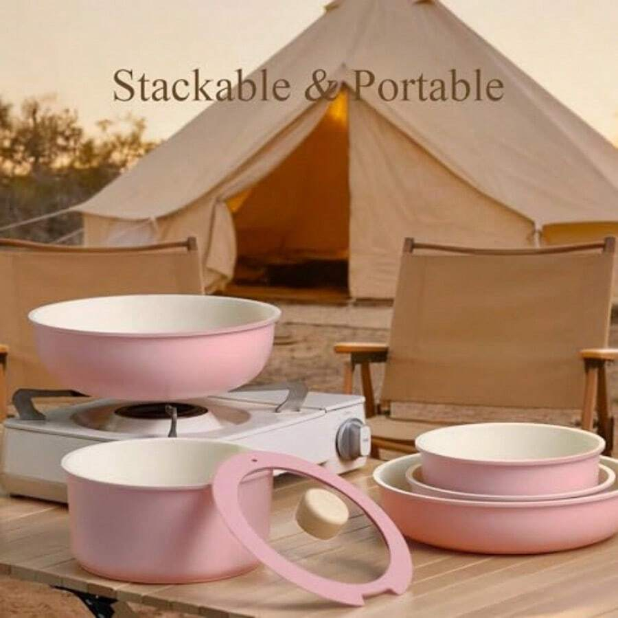 ชุดหม้อและกระทะ 19 ชิ้น แบบไม่ - Camping Cooking Set Detachable Handle บทวิจารณ์และราคา