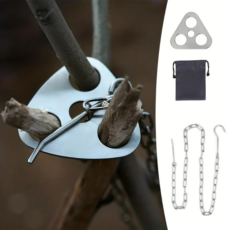 ชุดขาตั้งหม้อสแตนเลสแบบพกพาสำห - Camping Cooking Pot Tripod บทวิจารณ์และราคา