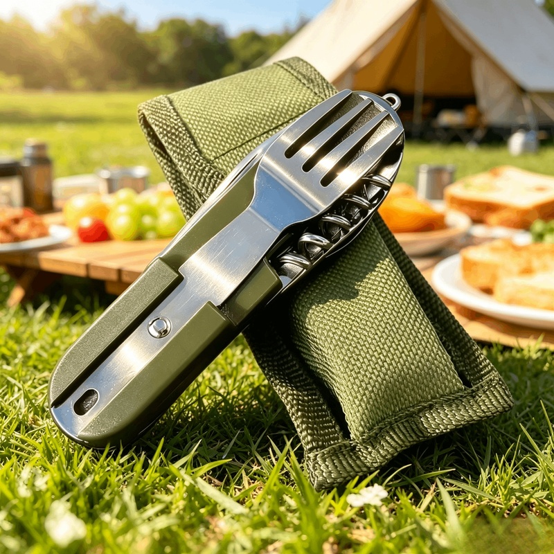ชุดช้อนส้อมสแตนเลส 7 in 1 สำหร - Camping Cooking And Cutlery Set บทวิจารณ์และราคา