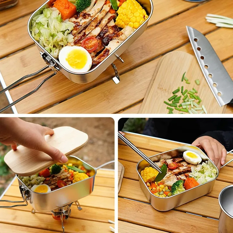 304 สแตนเลสกล่องอาหารกลางวันกล - Camp Cutting Board บทวิจารณ์และราคา