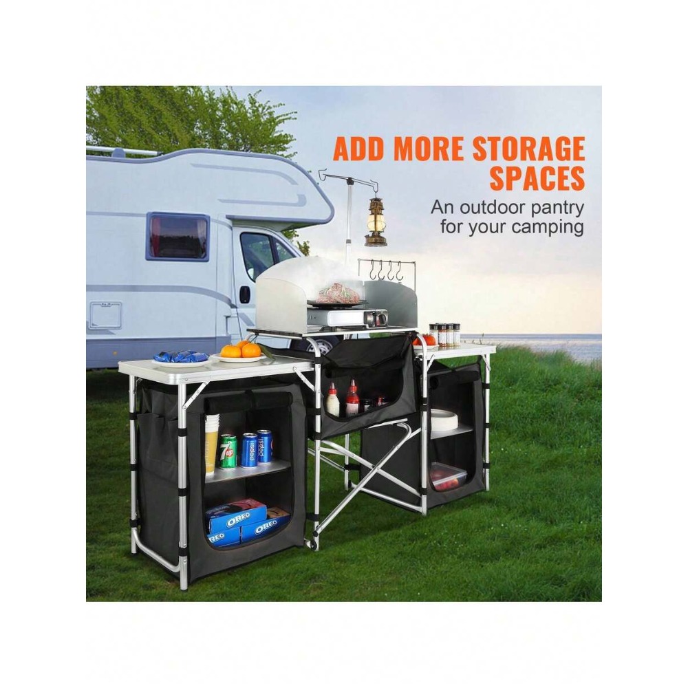 โต๊ะครัวพับได้สำหรับตั้งแคมป์พ - Camping Cooking Cupboard บทวิจารณ์และราคา