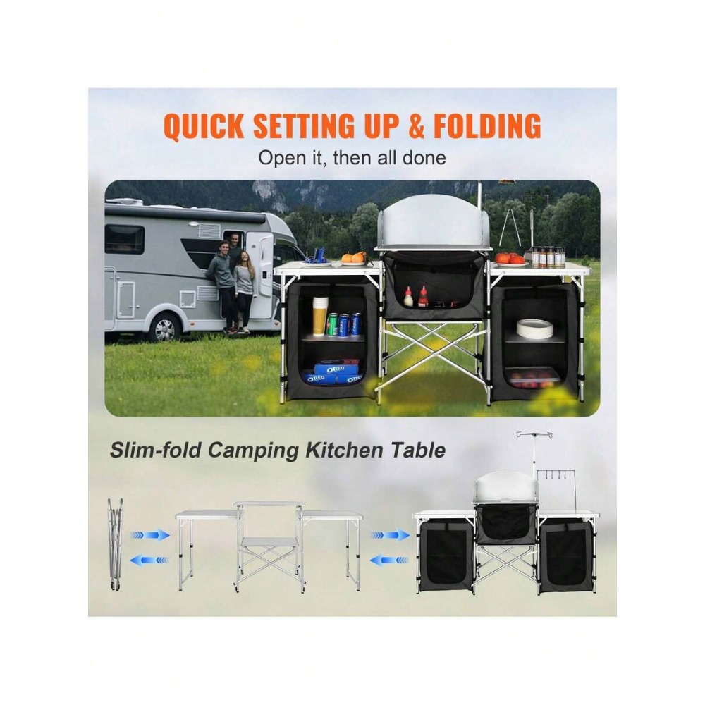 โต๊ะครัวพับได้สำหรับตั้งแคมป์พ - Camping Cooking Cupboard บทวิจารณ์และราคา