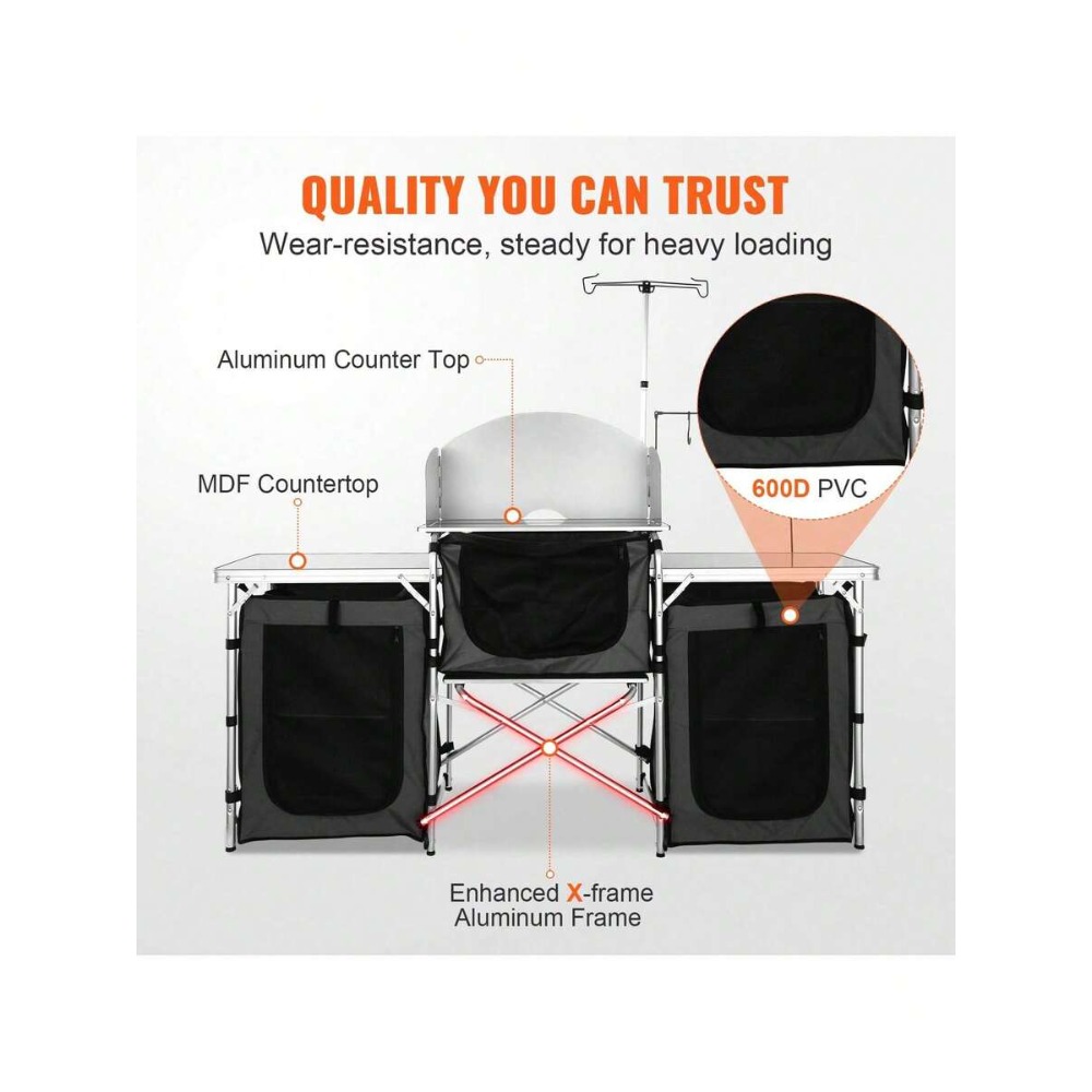 โต๊ะครัวพับได้สำหรับตั้งแคมป์พ - Camping Cooking Cupboard บทวิจารณ์และราคา