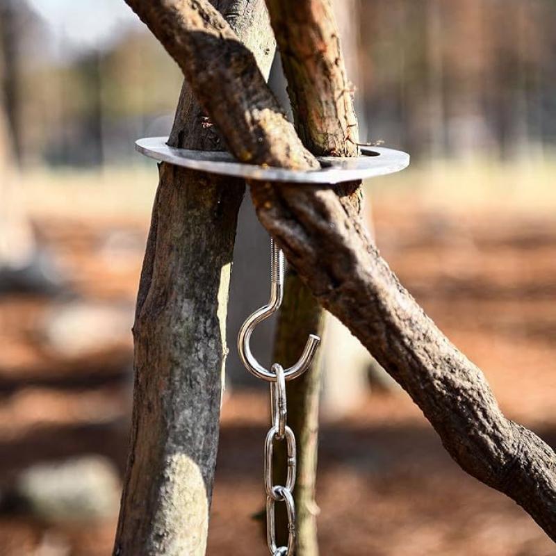 กลางแจ้งเรียบและสนิมฟรีทําอาหา - Camping Cooking Pot Tripod บทวิจารณ์และราคา
