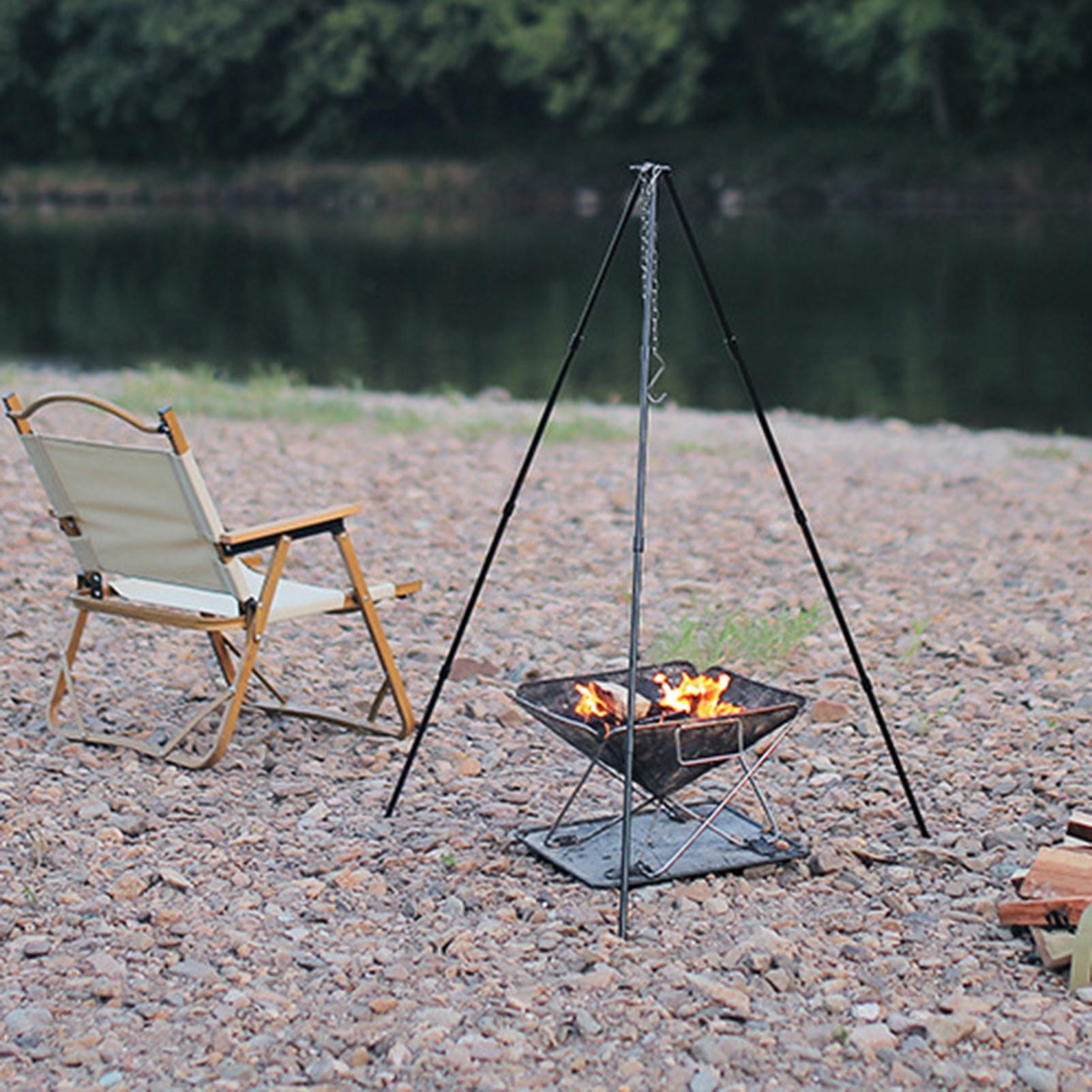 ขาตั้งเตาไฟกลางแจ้งแบบพกพาขนาด - Camping Cooking Pot Tripod บทวิจารณ์และราคา