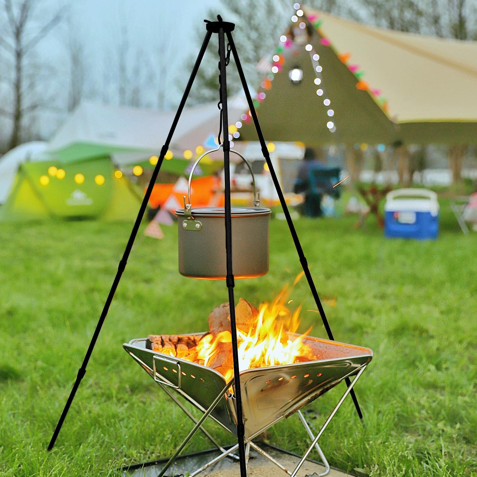 ขาตั้งเตาไฟกลางแจ้งแบบพกพาขนาด - Camping Cooking Pot Tripod บทวิจารณ์และราคา