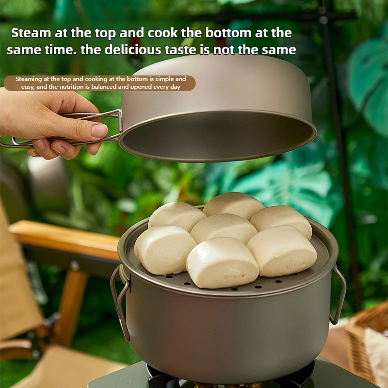 ไทเทเนียมกลางแจ้งชุดหม้อปิคนิค - Camping Lightweight Cooking Pot บทวิจารณ์และราคา