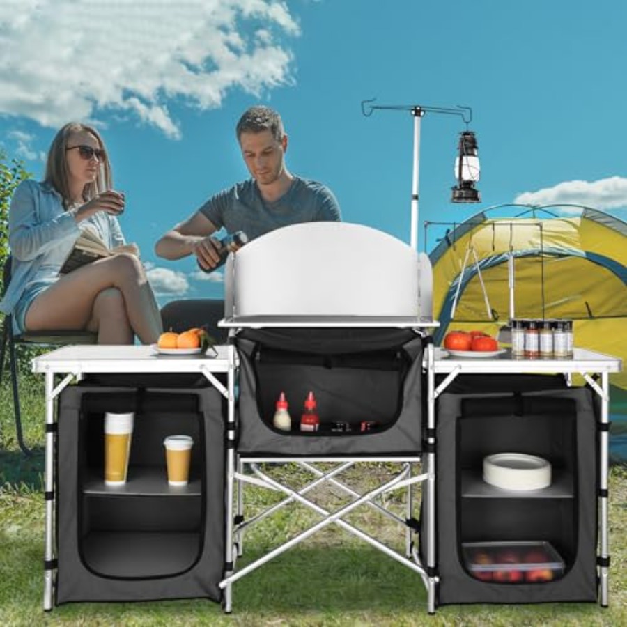 โต๊ะครัวแคมป์ปิ้งแบบพับได้ พร้ - Camping Cooking Cupboard บทวิจารณ์และราคา