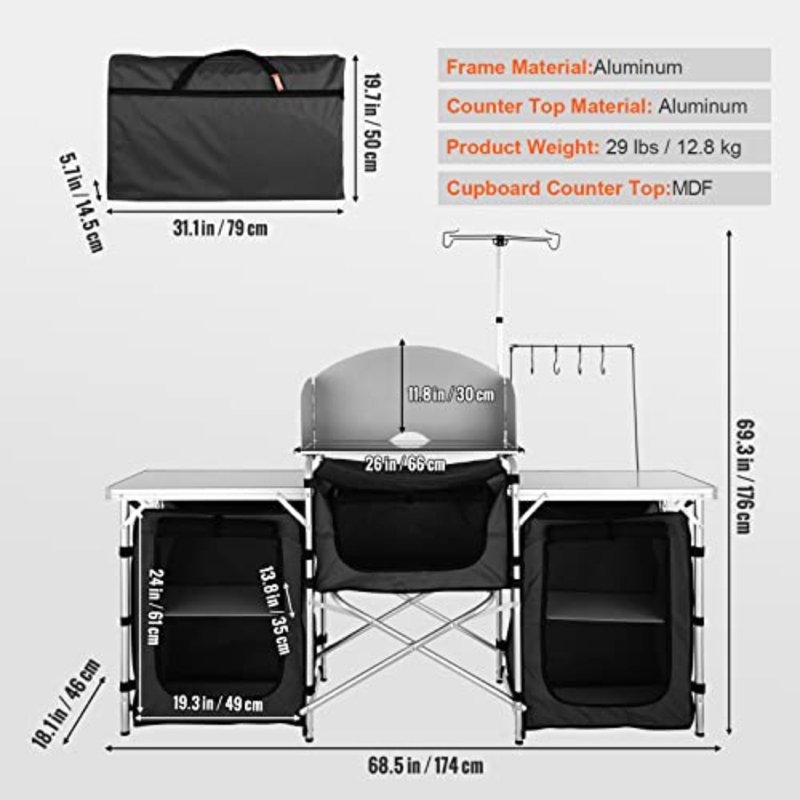 โต๊ะครัวแคมป์ปิ้งแบบพับได้ พร้ - Camping Cooking Cupboard บทวิจารณ์และราคา